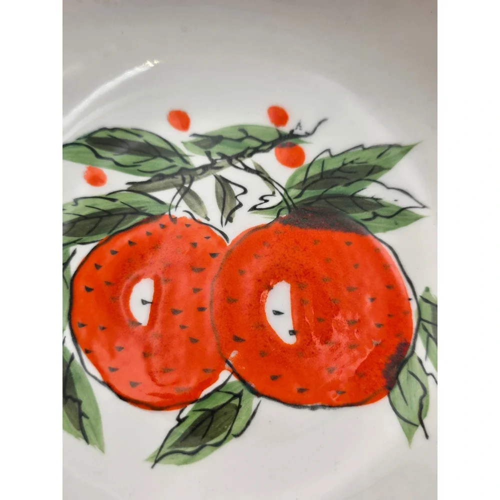 Counterpoint‎ syrup Pitcher drip Bowl Set japan Excellent Hand Painted Oranges,